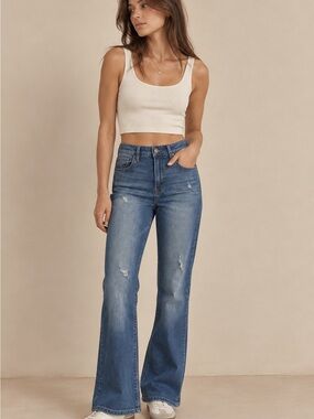 Harper Heritage High-Rise Flared  Jeans in Medium Blue Size 27